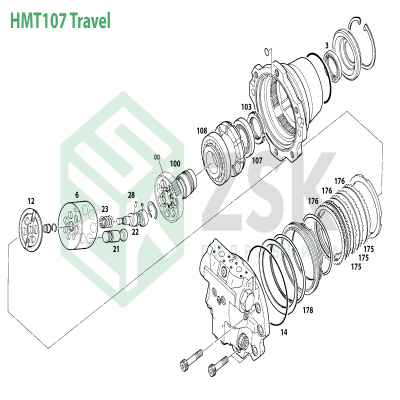 Hitachi HMT107 TRAVEL MOTOR