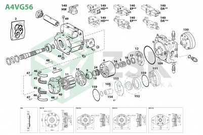 Bosch Rexroth A4VG56 запчасти для ремонта гидронасоса и гидромотора, цена | ООО ЗСК