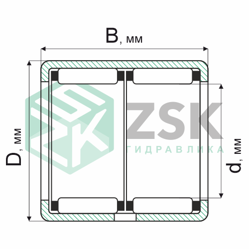 Игольчатые подшипники Игольчатые подшипники с наружным кольцом Подшипник HK 3038-ZW 30х37х38 HK 3038-ZW
