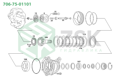 Komatsu 706-75-01101 SWING MOTOR PC200-6