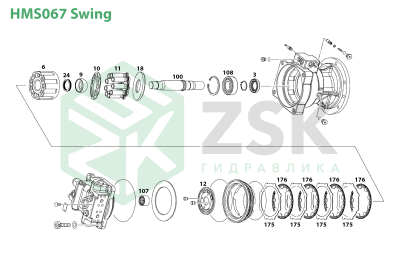 Hitachi HMS067 SWING MOTOR