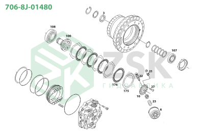Komatsu 706-8J-01480 TRAVEL MOTOR